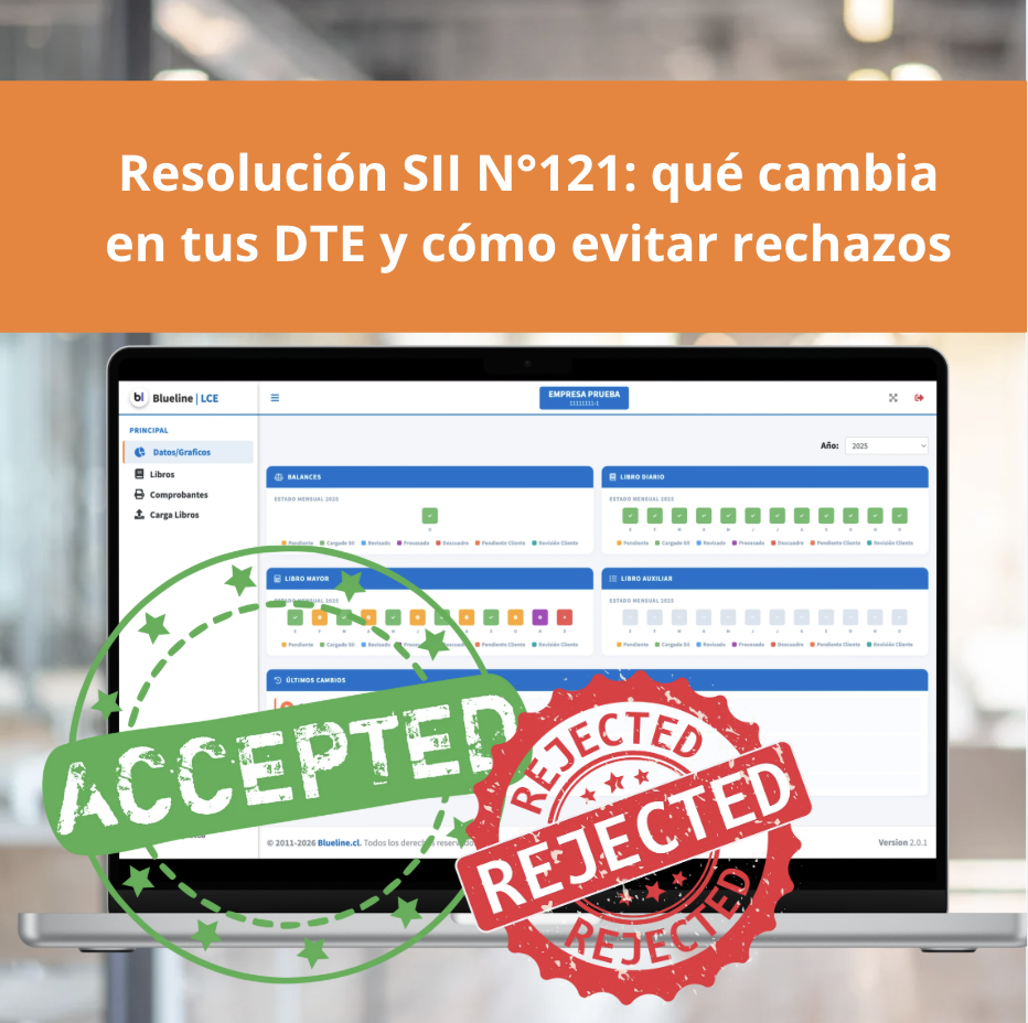 Estados de validación de DTE según la Resolución SII N°121: aceptado, aceptado con reparos y rechazado
